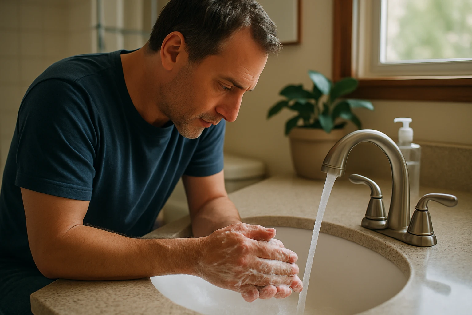 Glass of water on a counter