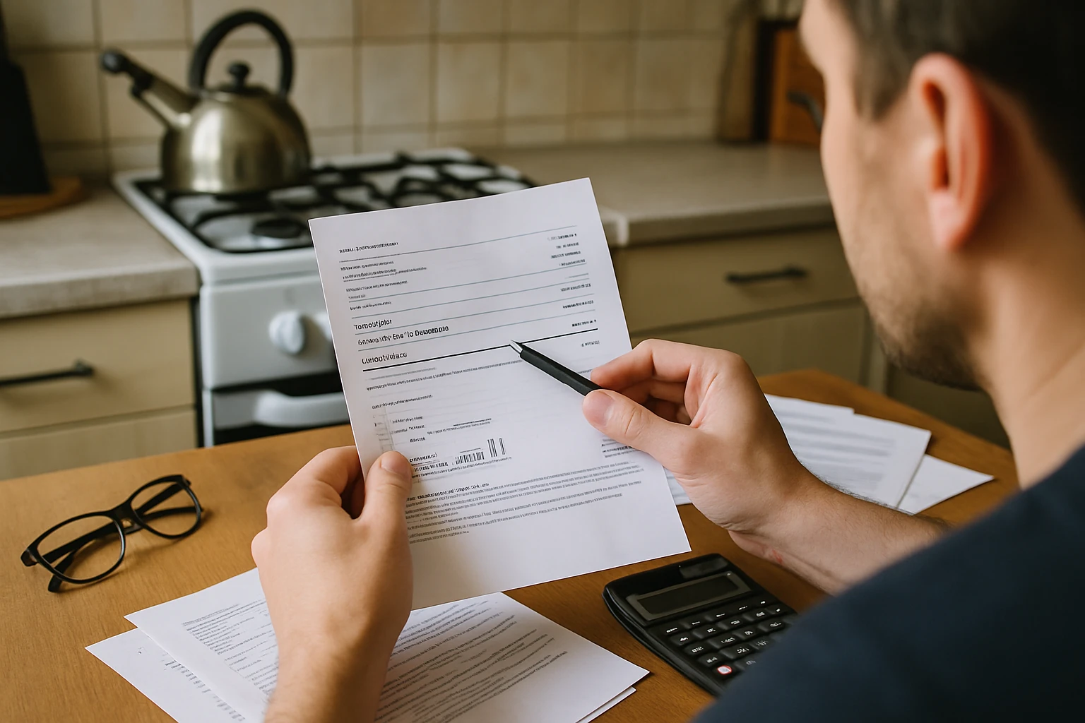 Close-up of a utility bill with line items highlighted