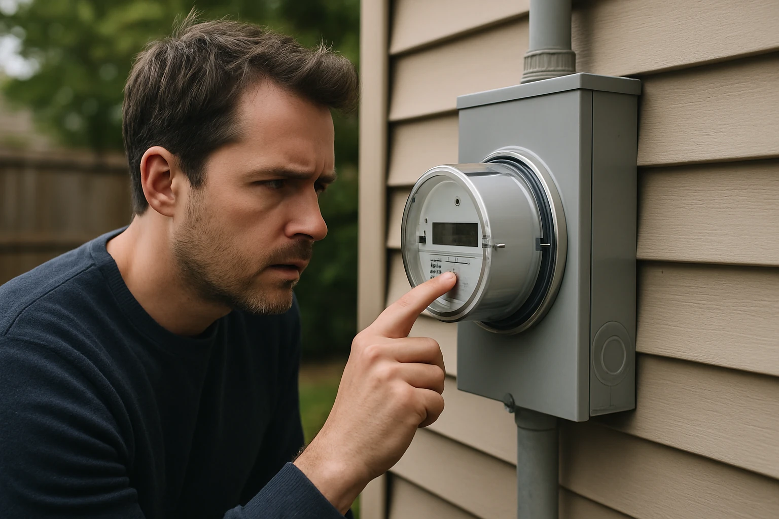 Digital electric meter on a house wall