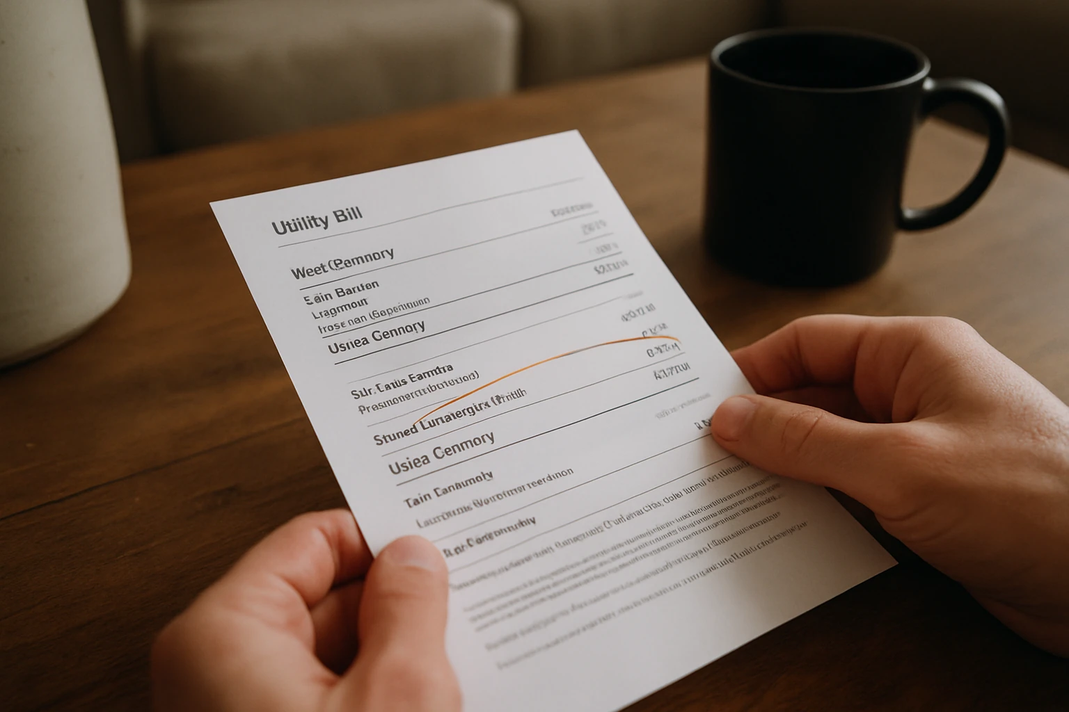 Utility statement with a small total highlighted