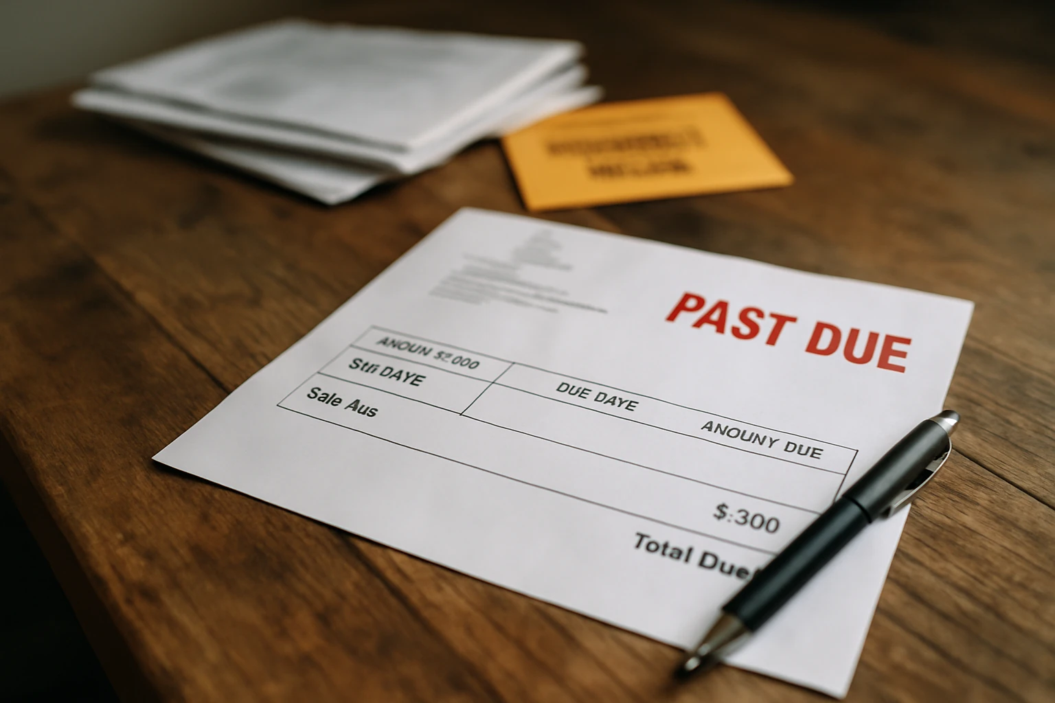 Utility bills with a due date highlighted on a calendar