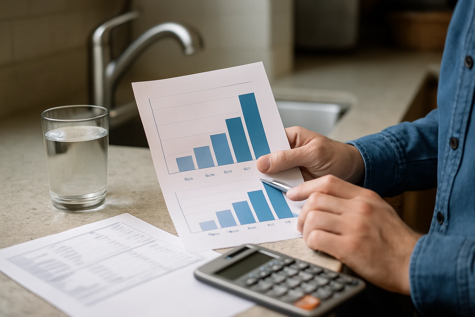 Water flowing from a city hydrant with sunlight