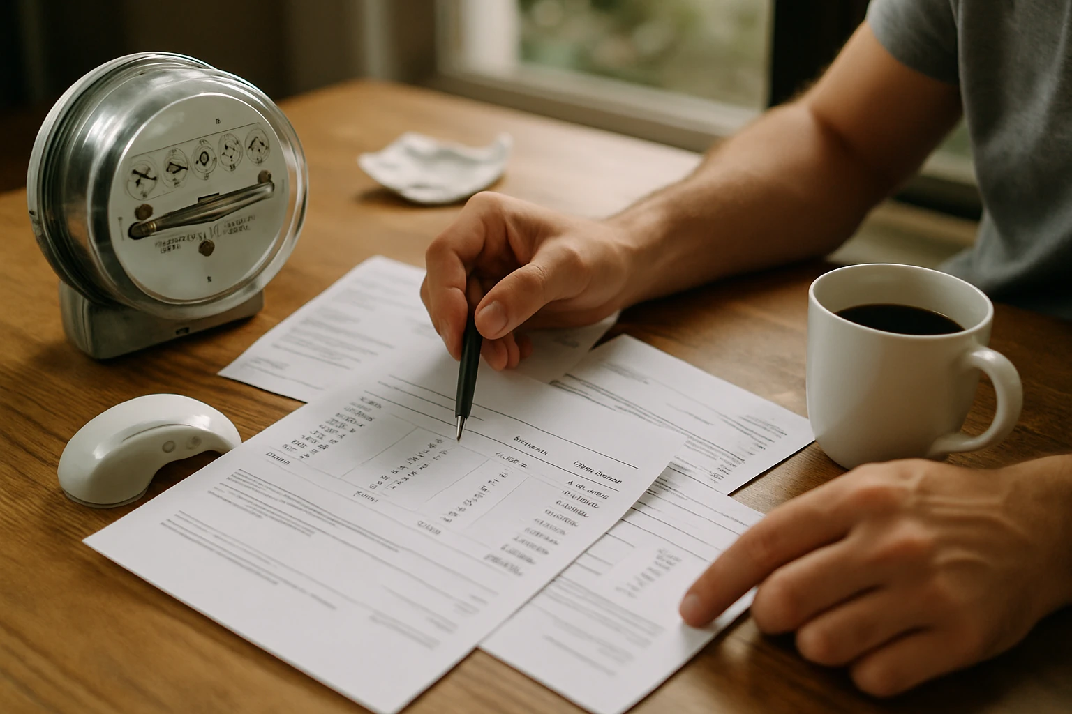 Calendar and utility bill on a desk