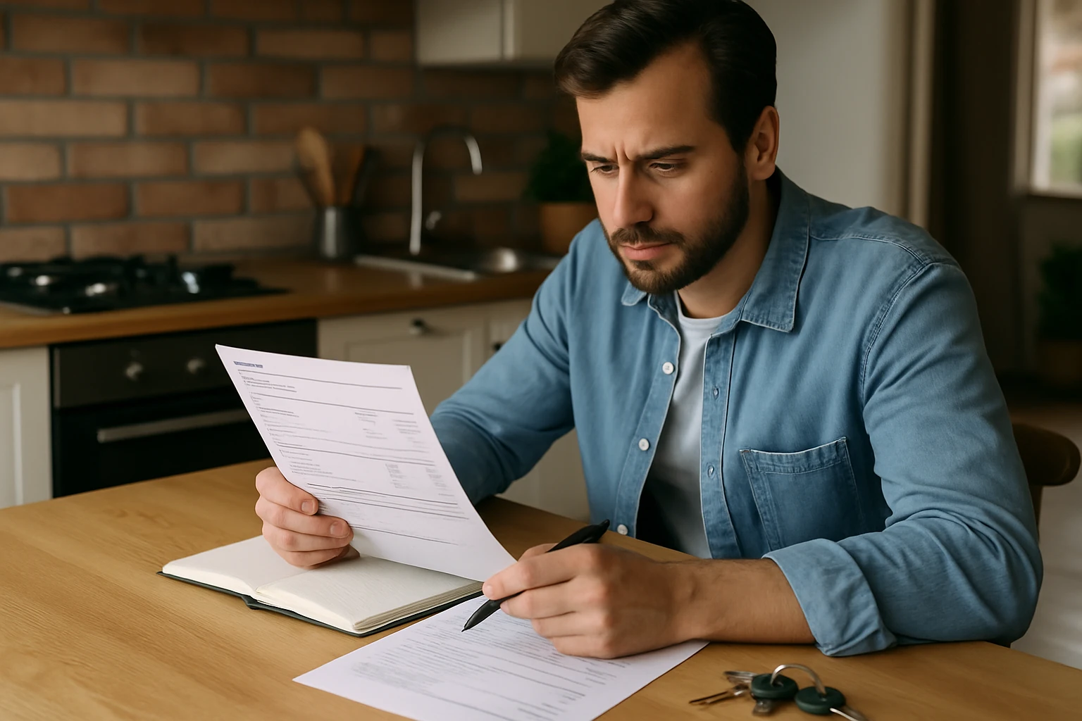 House keys on a moving checklist