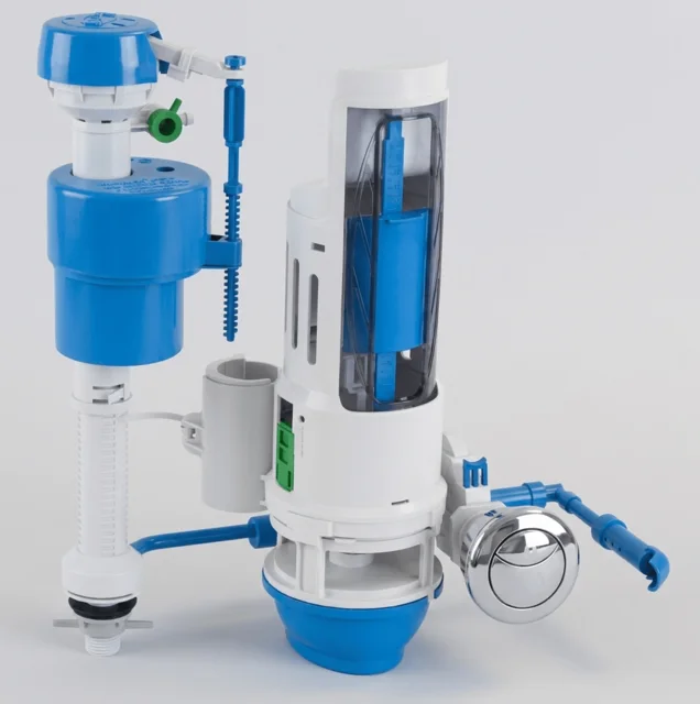 Illustrative dual-flush toilet conversion kit with push button