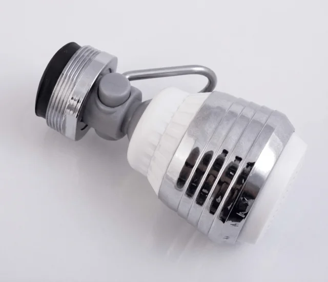 Illustrative dual-spray swivel kitchen faucet aerator