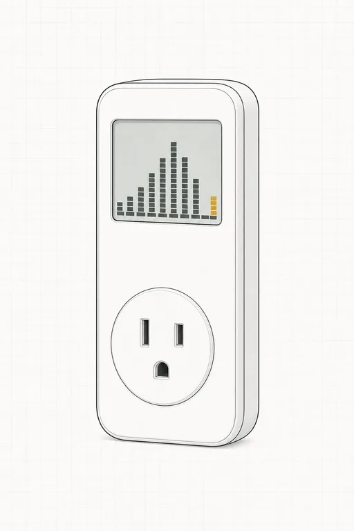 Illustrative plug-in electricity usage meter with display
