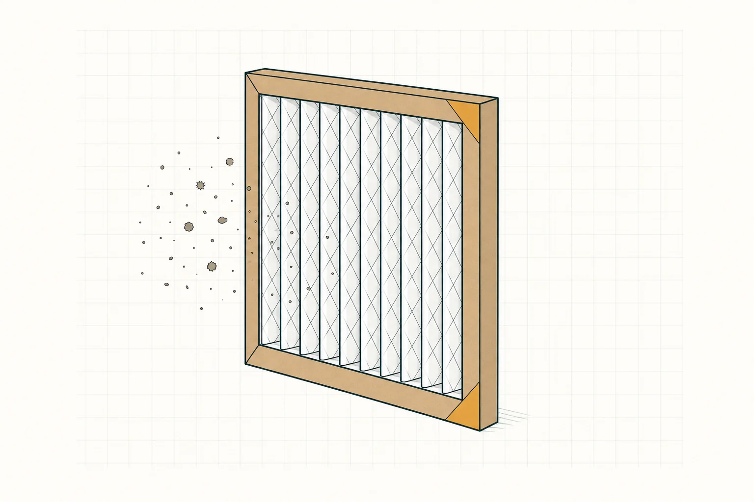 Illustrative pleated HVAC furnace filter