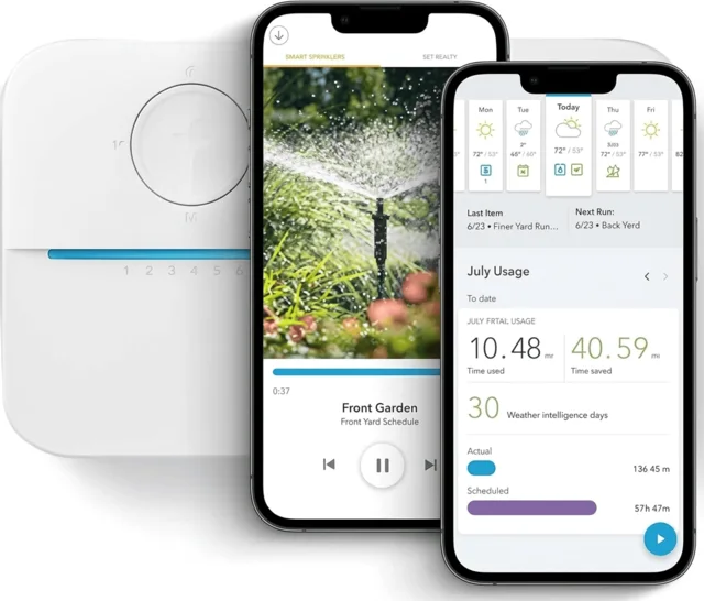 Illustrative modern square smart sprinkler controller